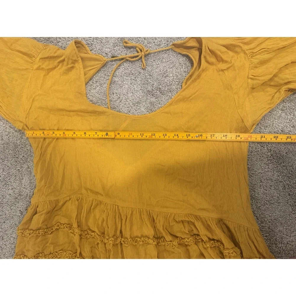 Free People Orianna Button Front Gold Yellow Midi Dress Size XS Oversized